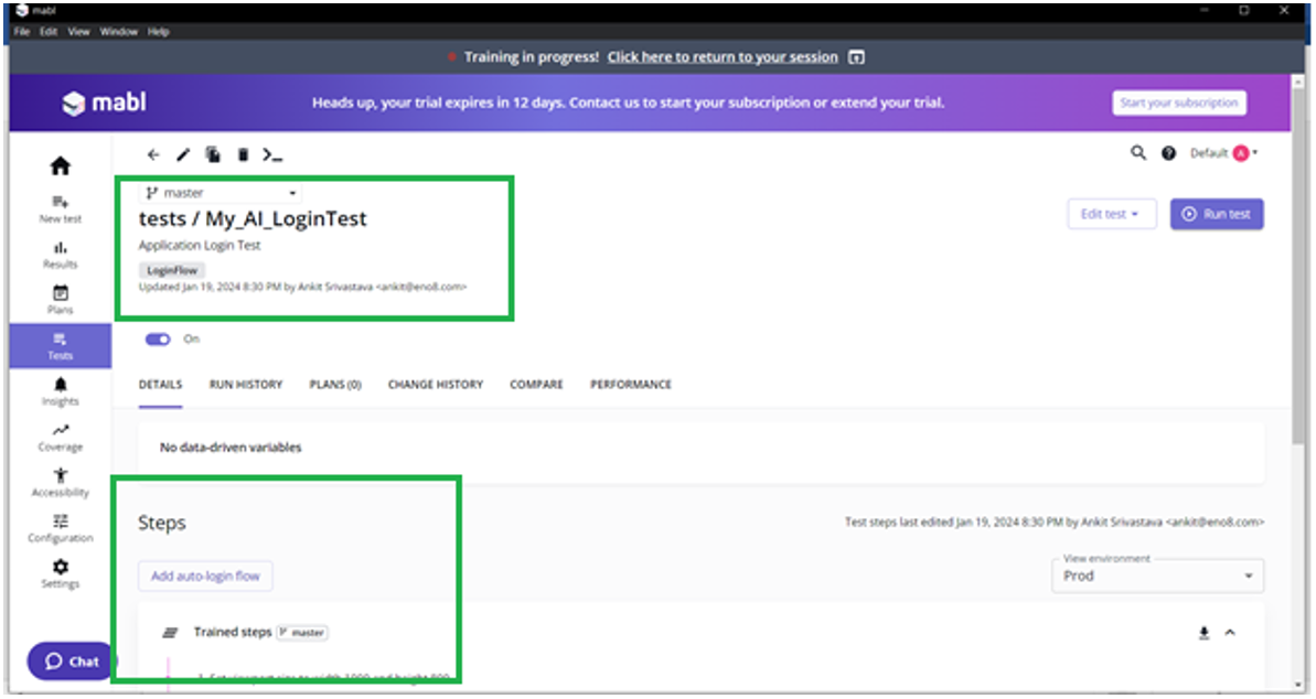 Test Automation using Mabl tool step 4